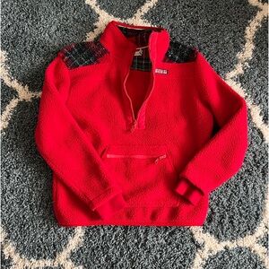 Vinyard Vines Sherpa Shep, red w/plaid detail, size Small